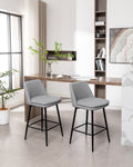 Counter Height Swivel Bar Stools Set Of 2, 360 Swivel Upholstered Barstools With Back And Metal Legs, 25.6