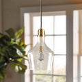 Bell Shaped Glass Pendant Gold Clear Dia.13