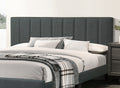 Gorgeous 1Pc Queen Size Bed Charcoal Polyfiber Platform Bedframe Slats Bedroom Furniture Box Spring Not Required Queen Charcoal Wood Bedroom Modern,Transitional Rubberwood Bed Frame Foam