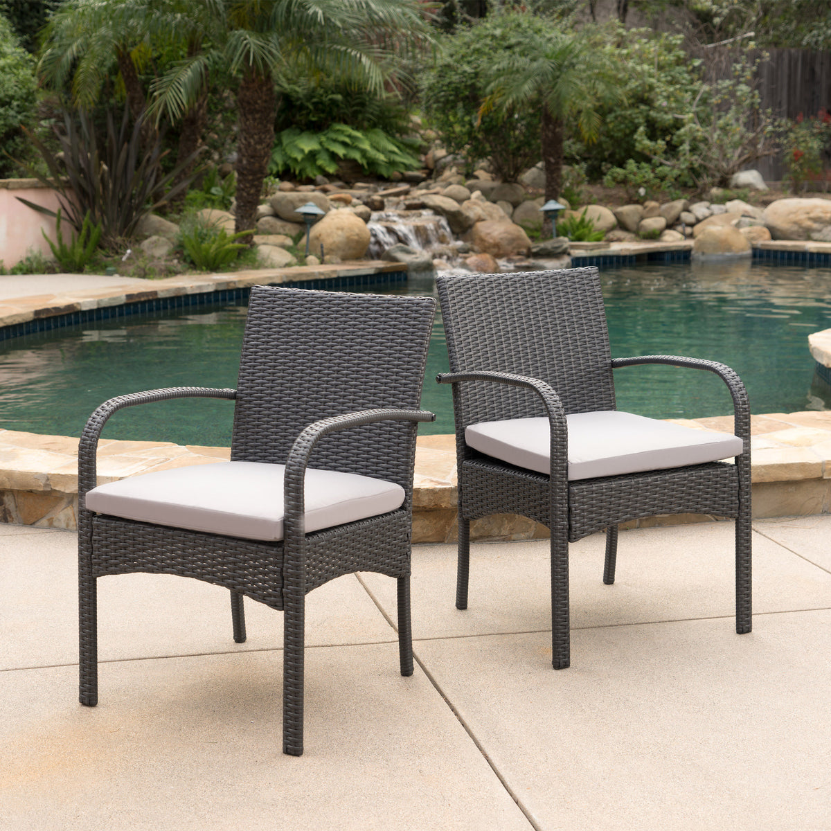 Cordoba Kd Pe Wicker Dining Chair Grey Pe Rattan Iron Waterproof Fabric