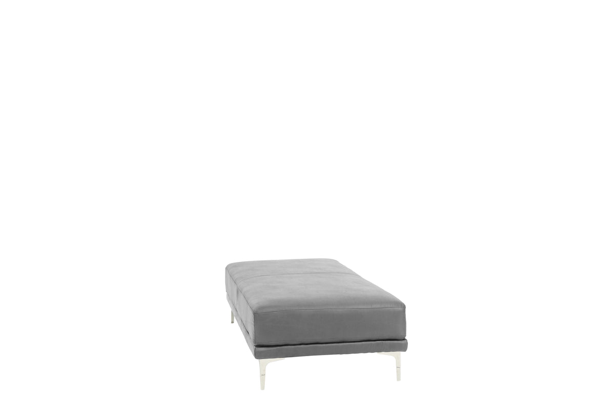 Modern Antique Gray Large Ottoman Metal Legs 1Pc Cocktail Ottoman Living Room Antique Gray Faux Leather Primary Living Space Grey Contemporary,Modern Rectangle Bonded Leather