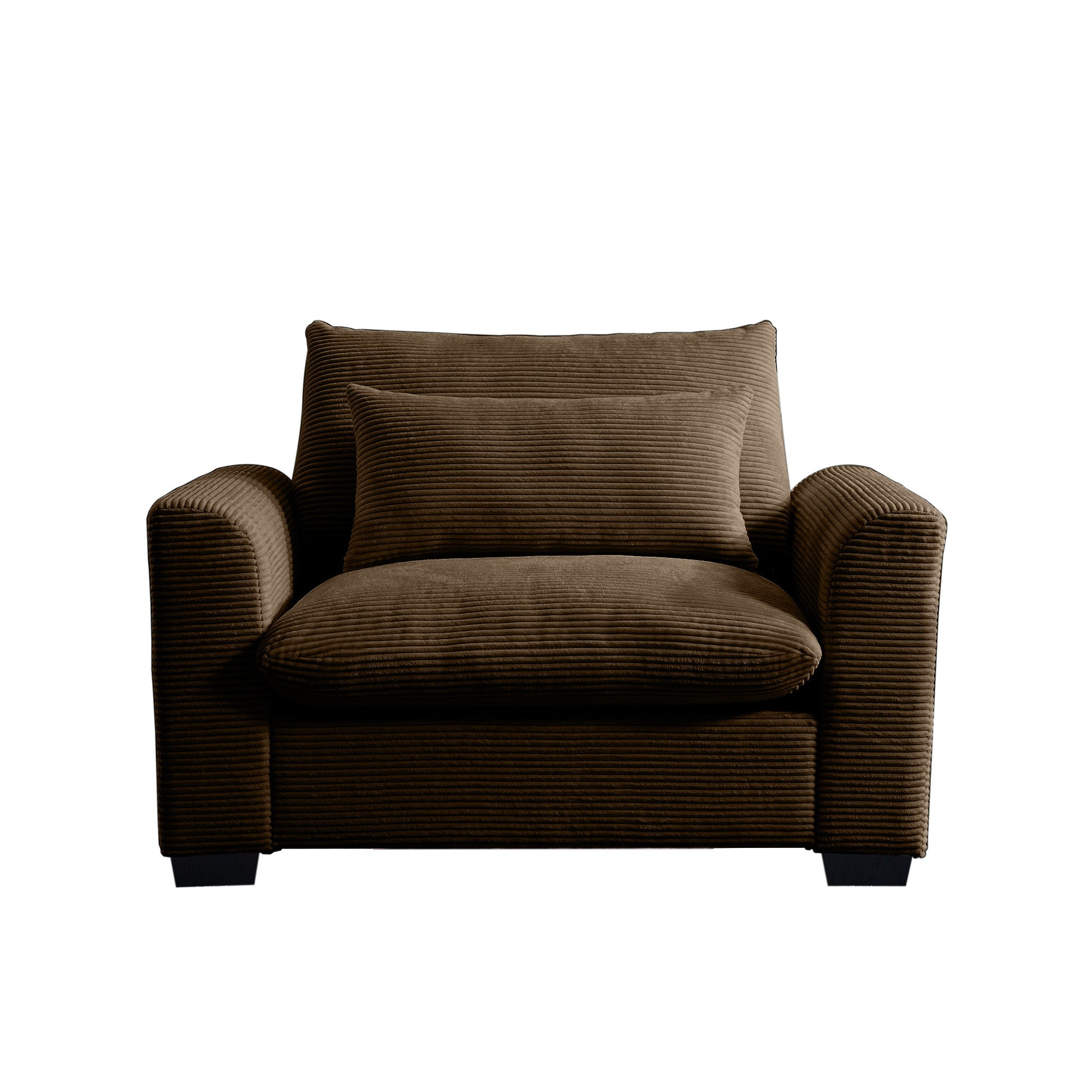 Brown Corduroy Deep Seat Single Sofa Accent Chair,Deep Seat Couch With Waist Pillow For Living Room Apartment Office Brown Corduroy 1 Seat