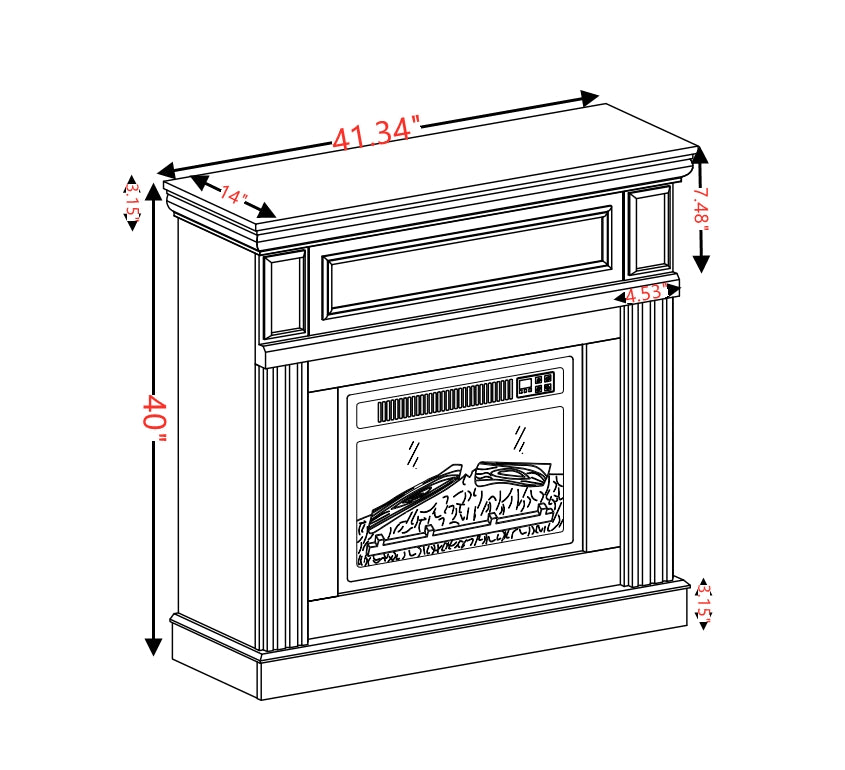 Electric Fireplace With Mantel,Fireplace Mantel Surround With 23" Fireplace Insert, Adjustable Flame, Remote Control, Cherry,41.34"W*14"D*40"H Cherry Mdf