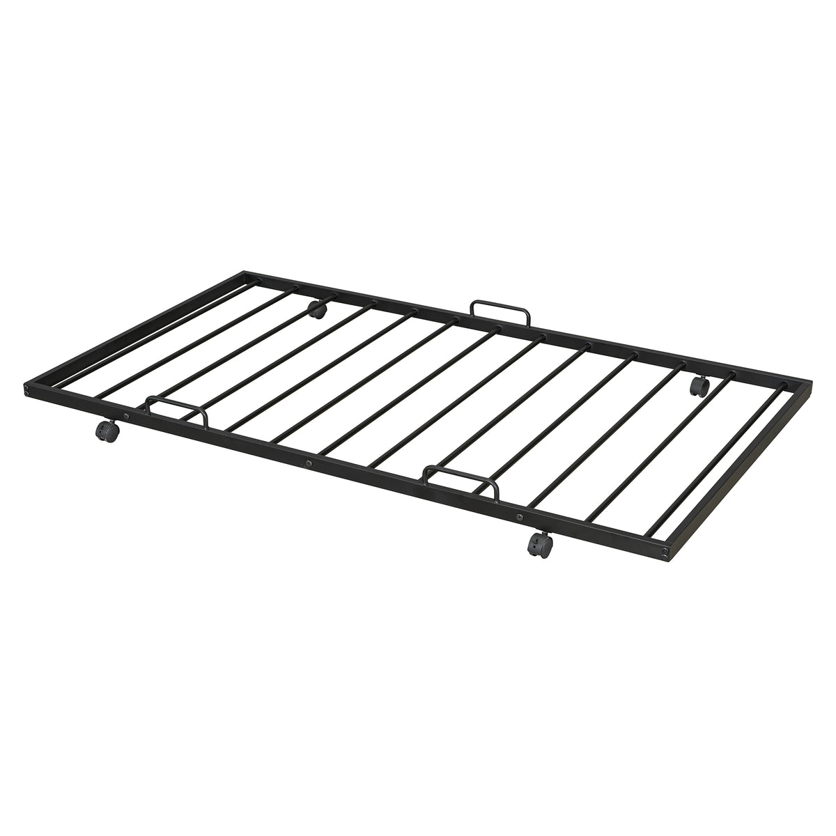 Twin Over Full Metal Bunk Bed With Trundle And Lateral Storage Ladder And Wardrobe, Black Black Metal