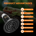 75W Ceramic Heat Emitter 2 Pack, Reptile Heat Lamp No Light Emitting Heat Bulbs For Amphibian Terrarium, Bearded Dragon Lizard Snake Turtle, Brooder Coop Incubating Chicken Black Ceramic