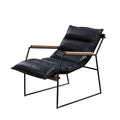 Distress Espresso And Matt Iron Accent Chair With Sled Base Espresso Primary Living Space Genuine Leather