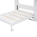 Full Size Murphy Bed With Multiple Storage Shelves And A Cabinet, White Box Spring Not Required Full White Wood Bedroom Murphy Solid Wood Mdf