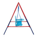 Xns067B Green And Blue Interesting 2 In 1 Baby Swing Mental Plastic Safe Swing Set 110Lbs For Outdoor Playground For Age 3 Blue Red Steel