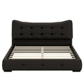 Modern Pu Upholstered Queen Bed With Ergonomic Wingback Headboard, No Box Spring Needed, Black Box Spring Not Required Queen Black Composite Bedroom Contemporary Bed Frame Pu,Upholstered