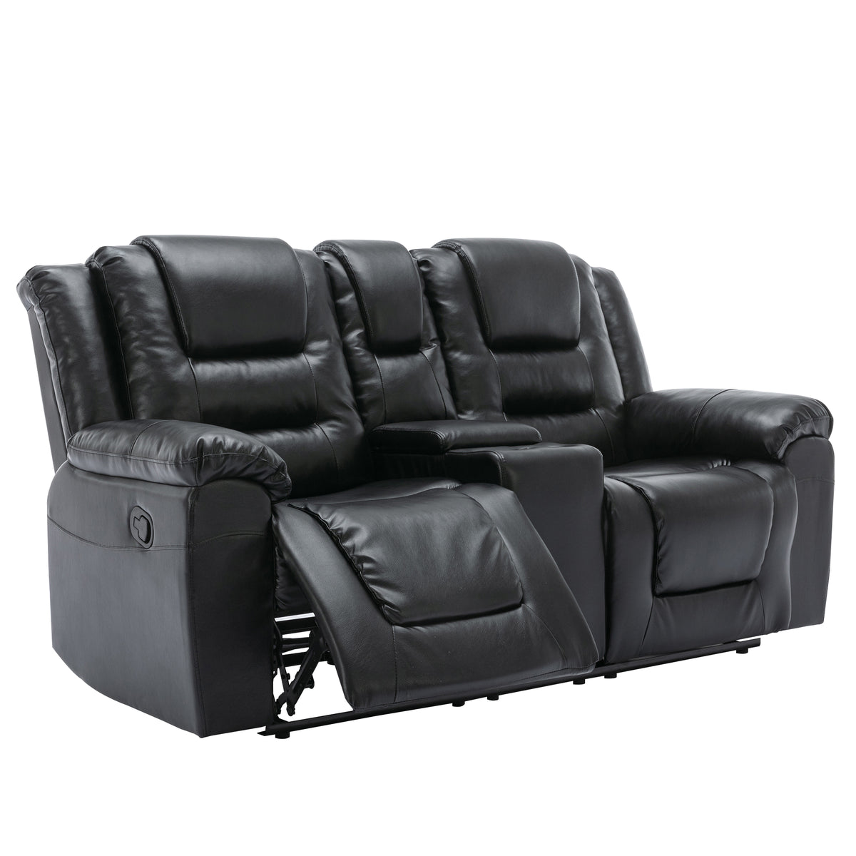 Home Theater Recliner Set Manual Recliner Chair With Wide Armrest, Two Built In Cup Holders For Living Room,Bedroom, Black Old Sku:Sg000760Aab Black Foam Pu Leather