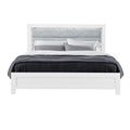 Omoda White Queen Bed With Led White Rubber Wood