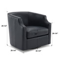 Emmett Midnight Blue Top Grain Leather Swivel Glider Barrel Chair Blue Foam Leather