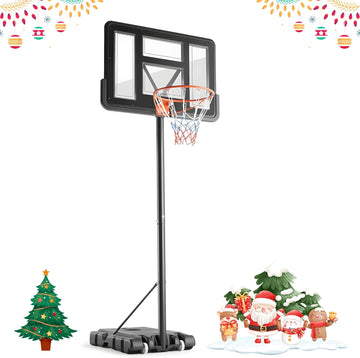 Basketball Hoop Outdoor Portable Goals Court System 4.2 10Ft Adjustable Height, 44 Inch Shatterproof Backboard & Enlarged Base, Gifts For Kids Youth Adults In Backyard Driveway Indoor Black Metal