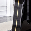 Table And Chair Set, Modern And Minimalist Dining Table, Imitation Marble Patterned Tabletop, Mdf Legs With U Shaped Brackets. Paired With Comfortable Chairs, Suitable For Dining And Living Rooms. Black Gold Mdf Glass