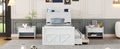 Twin Size Wooden Bed With Storage Headboard With Outlets, Extendable Bed With Twin Size Trundle With Three Storage Drawers,White Twin White Wood
