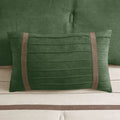 7 Pc Pieced Faux Suede Comforter Set Green Queen Queen Green Polyester