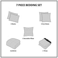 7 Piece Printed Seersucker Comforter Set With Throw Blanket Blue Full Queen Full Blue Microfiber