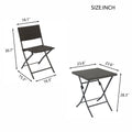 Rattan Patio Bistro Set, 3 Piece Foldable Outdoor Patio Furniture Sets, With Folding Table And Two Chairs, For Garden, Backyard, Pool, Lawn, Porch, Balcony, All Weather Rattan Style Gray Pe Rattan