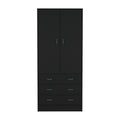 Taly Double Door Armoire Black Black Bedroom Modern Particle Board