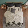 3 Piece Cotton And Flax Linen Blend Comforter Set Natural Full Queen Queen White Black Cotton