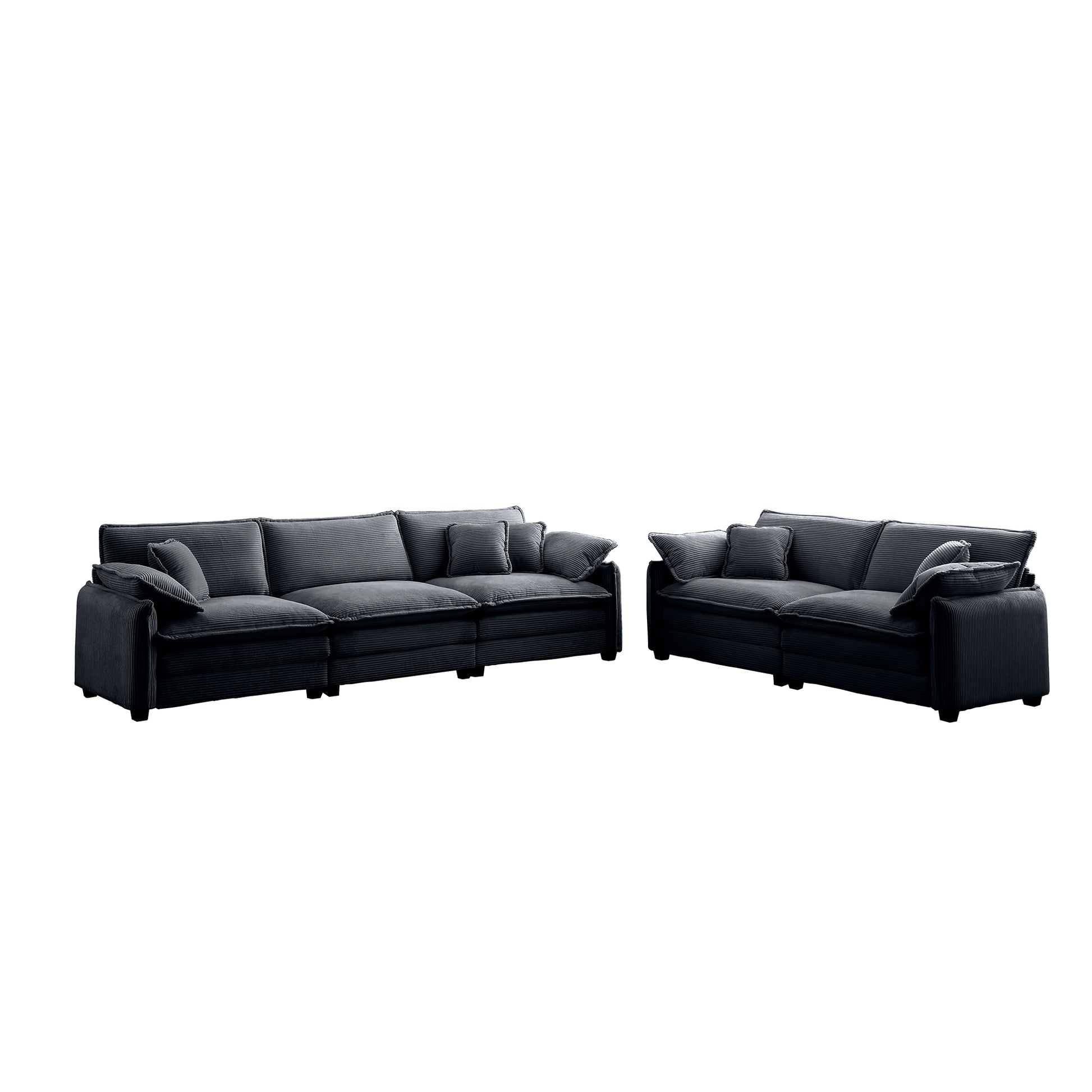 Family Sofa Set Deep Seat Sofa, Warm Sofa For Home Cinema And Living Room, One 2 Seater Sofa And One 3 Seater Sofa,Grey Corduroy Grey Corduroy 5 Seat