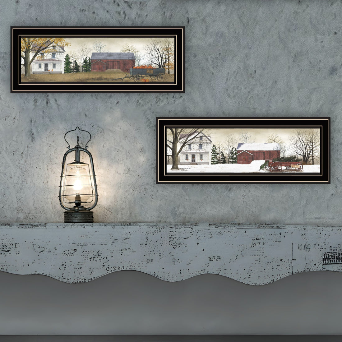 4 Piece Vignette Four Seasons Homesteads Black Framed Wall Art For Living Room, Bedroom Wall Art Print For Home Decor By Billy Jacobs Multicolor Wood Paper
