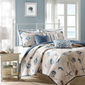 Brushed Microfiber Quilt Set With Throw Pillows Blue King King Blue Polyester
