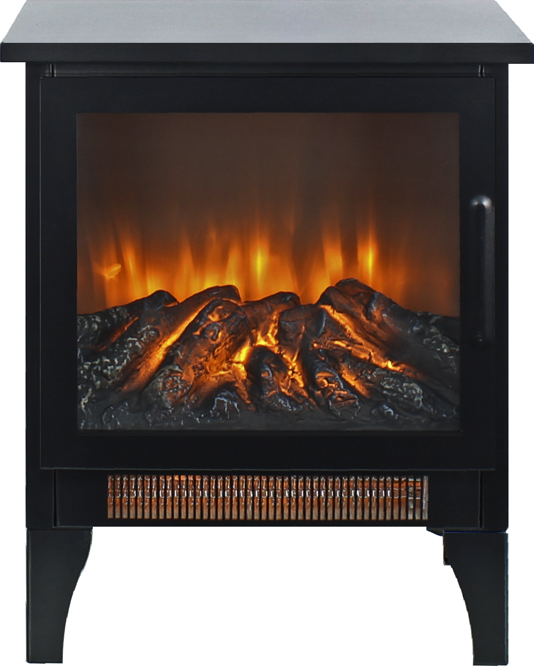 15 Inch Freestanding Electric Fireplace Stove Heater With 3D Flame Effect Powder Coated Electric Yes Antique Black Vent Free No Freestanding Tempered Glass Sheet Metal Electric