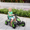 Aosom Kids Pedal Go Kart Ride On Toy With Ergonomic Comfort, Pedal Car With Tough, Wear Resistant Tread, Go Cart Kids Car For Boys & Girls With Suspension System, Safety Hand Brake, Ages 5 12, Green Green Plastic