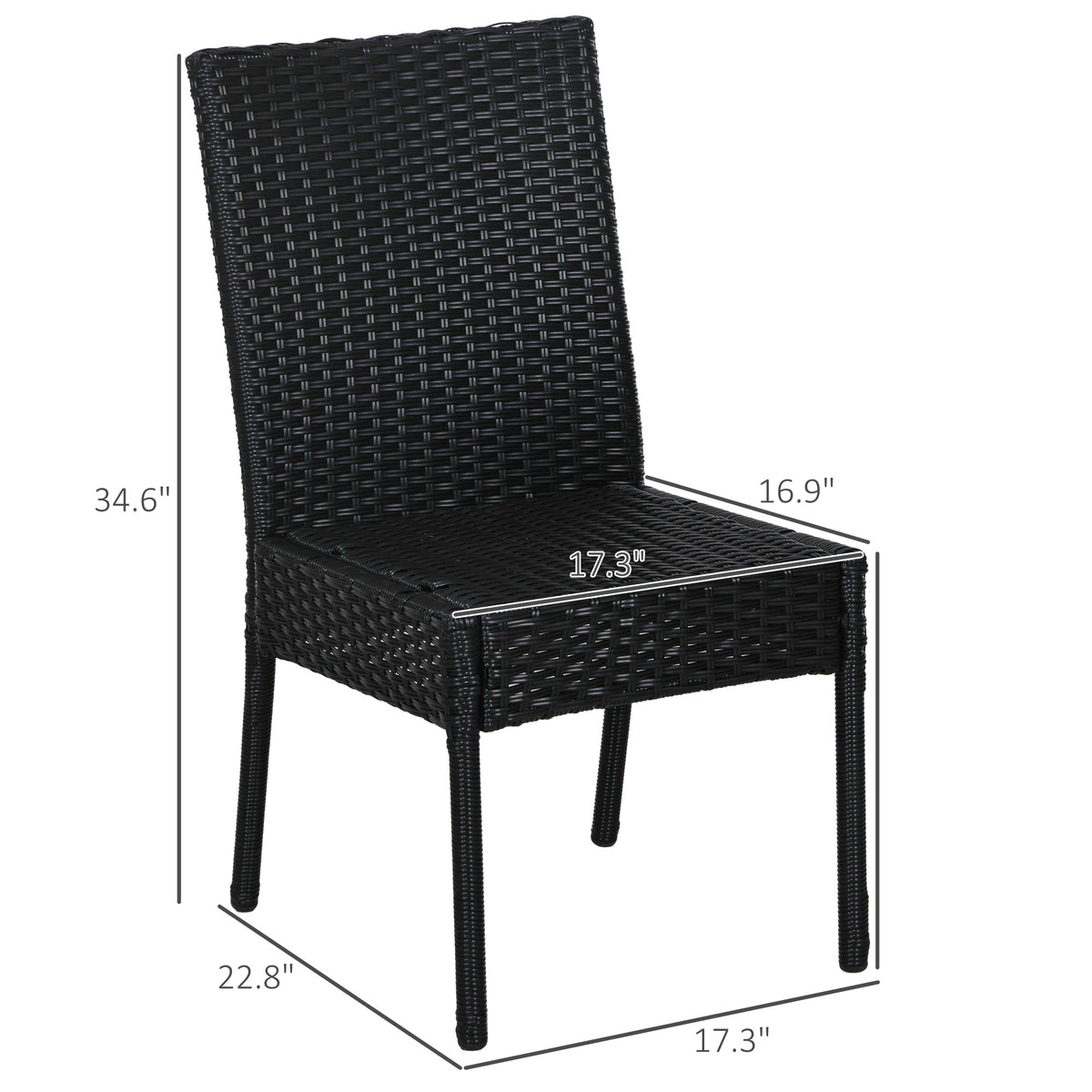 Outsunny 4 Pe Rattan Outdoor Dining Chairs With Cushions, Patio Wicker Dining Chairs With Backrests For Porch, Deck, Garden, Cream White Cream White Steel