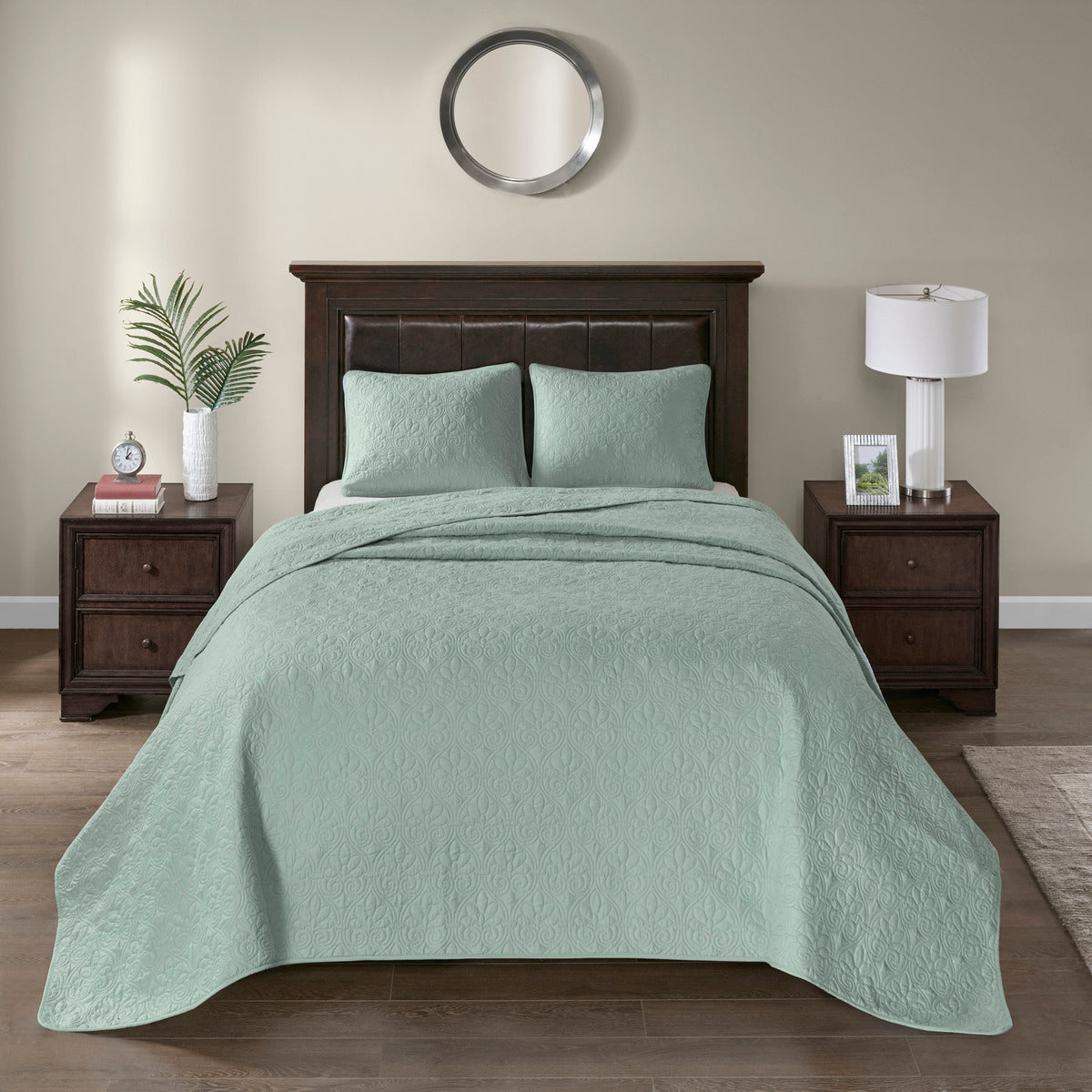 Reversible Quilt Set Seafoam Full Queen Seafoam Cotton
