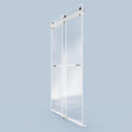 68 72 Inches*76 Inches Frameless Double Sliding Soft Close Shower Door, 3 8Inches 10Mm Thick Sgcc Tempered Glass Door, Brushed Nickel Brushed Nickel Glass Metal