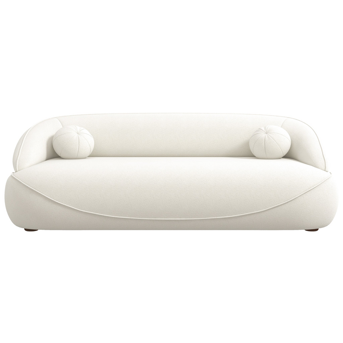 Andrew Beige Boucle Sofa Beige,Ivory White,Light Beige,White Wood Primary Living Space Medium Firm Mid Century Modern Foam Boucle,Solid Wood 3 Seat