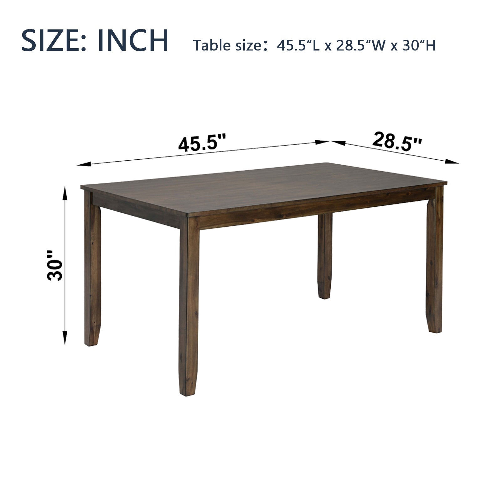 Wooden Dining Rectangular Table, Kitchen Table For Small Space, 4 Person Dining Table, Walnutonly The Table Walnut Seats 4 Gray Dining Room Acacia Rectangular Acacia Wood