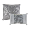 Embroidered 8 Piece Comforter Set Grey Queen Queen Grey Polyester