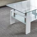 Artisan Center Coffee Table, Tempered Glass Top Stainless Steel Legs For Living Room, White White Mdf