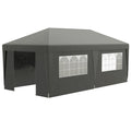 Outsunny 10' X 19.5' Pop Up Canopy Tent With Sidewalls, Height Adjustable Large Party Tent Event Shelter With Leg Weight Bags, Double Doors And Wheeled Carry Bag For Garden, Patio, Gray Gray Steel