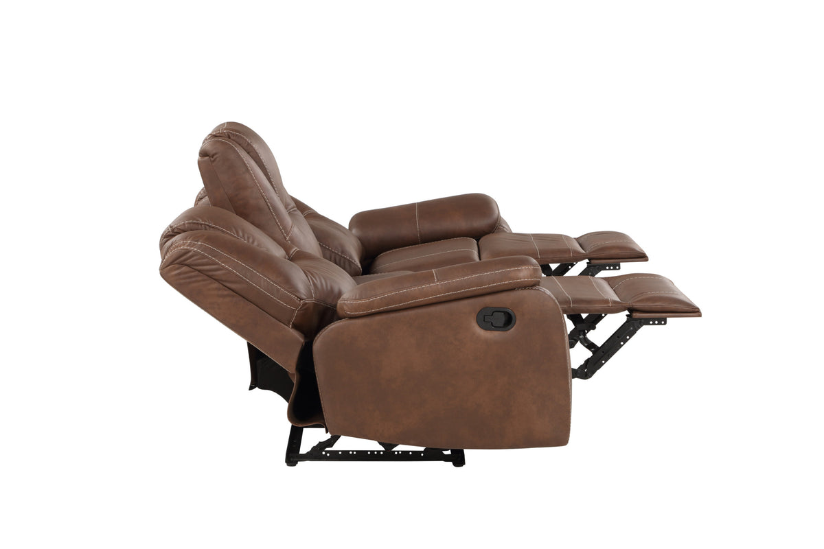 Katrine 3 Piece Living Room Set Brown Dark Brown Fabric