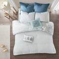 8 Piece Cotton Floral Printed Reversible Comforter Set Blue King King Blue Cotton