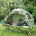 Outsunny Camping Tent Cot, Single Person Folding Cot Combo, Off Ground Tent, Covered Outdoor Bed With Carry Bag For Hiking, Camping Green Polyester