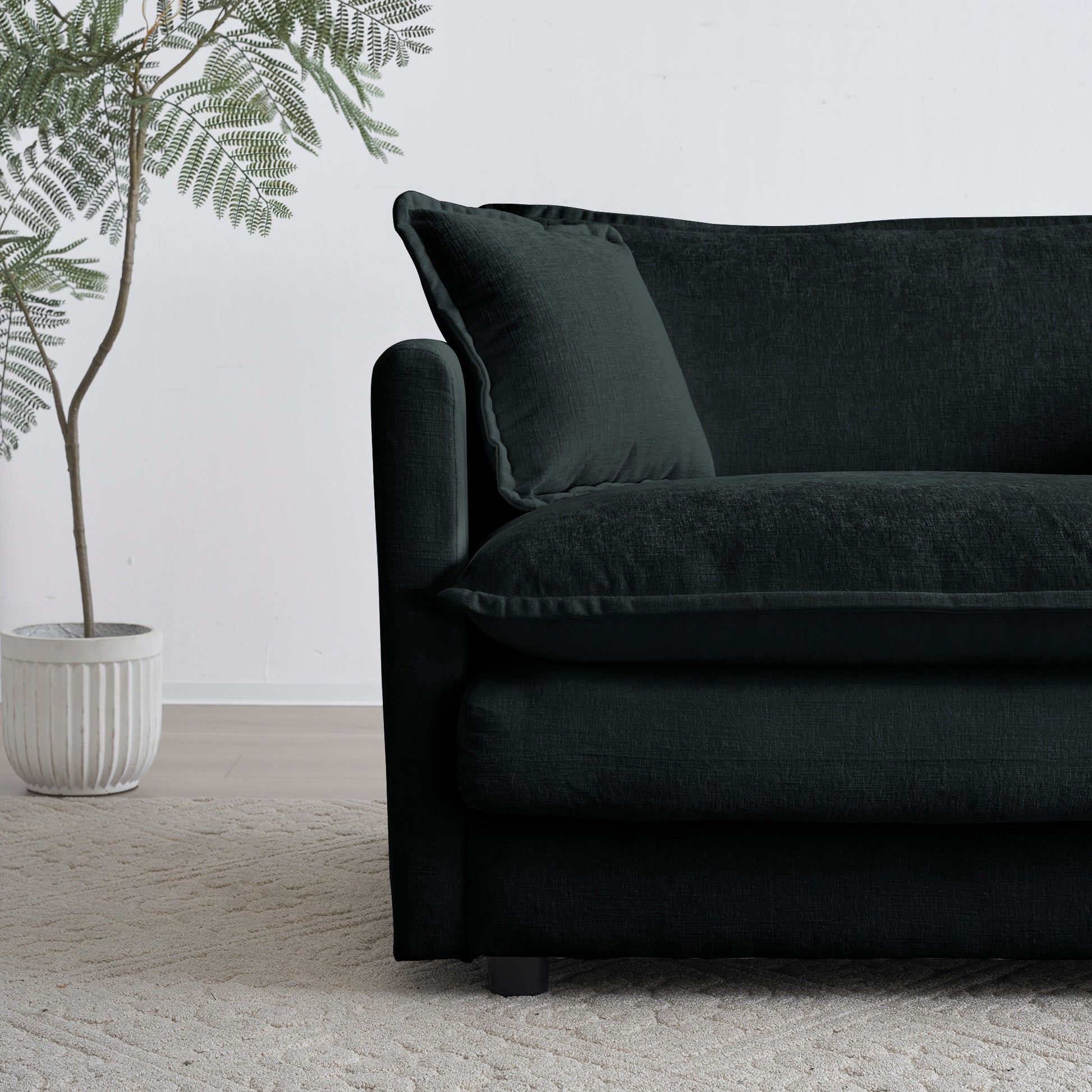 Modular Sectional Sofa For Living Room,U Shaped Couch 5 Seater Convertible Sectional Couch With 1 Ottoman ,Black Chenille Black Chenille 4 Seat