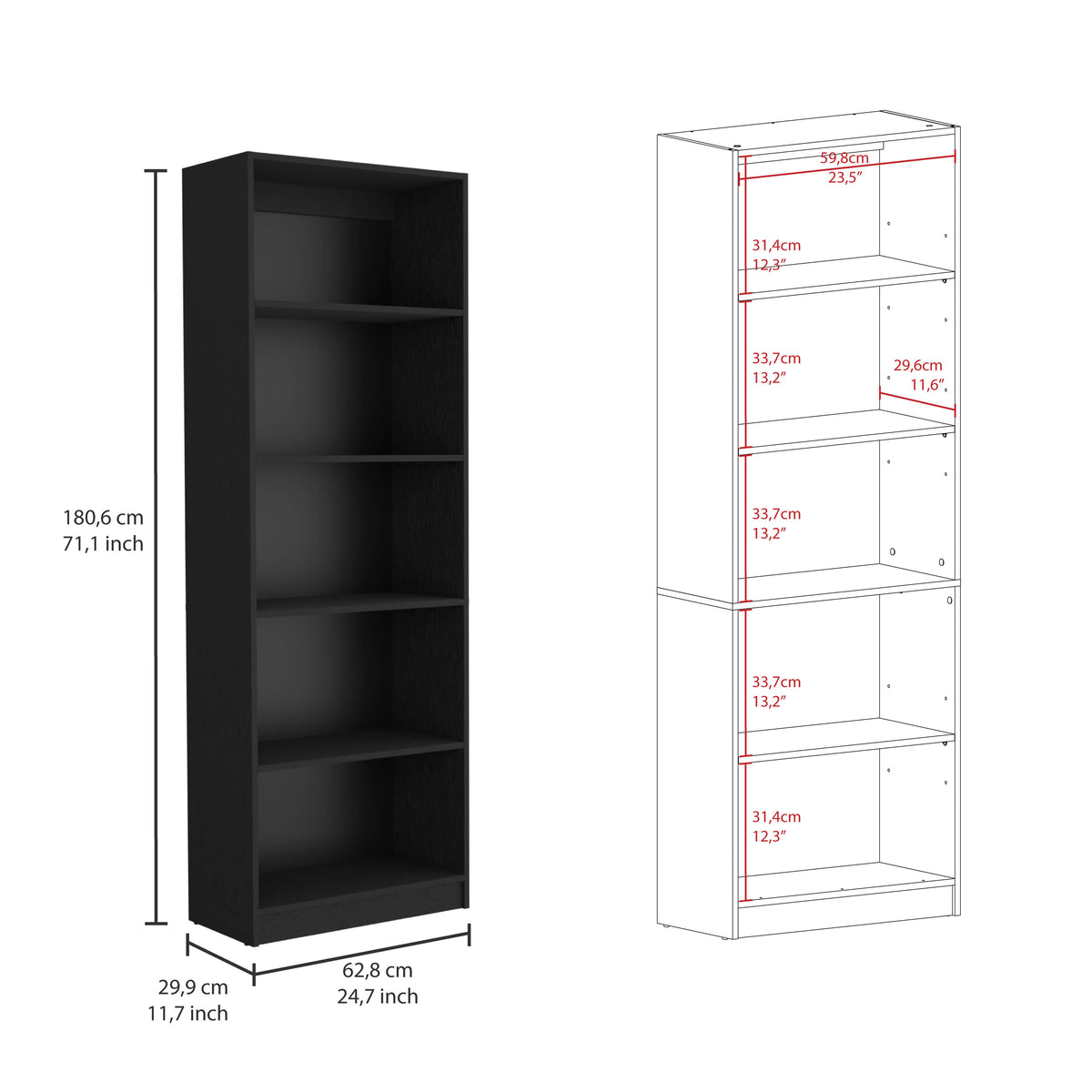 Arbor 3 Piece Home Bookcase Set, 74" Wide With 11 Shelves And Two Double Door Cabinetliving Room Set Set Black Freestanding 5 Or More Shelves Black Office Open Storage Space Particle Board