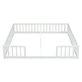 Double Twin Floor Bed With Fence, Guardrails, Without Door, White Twin White American Design Pine
