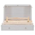 Full Size Murphy Bed With Large Drawers,White Full White Plywood