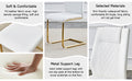 Table And Chair Set.The Table Has A Glass Tabletop With Imitation Marble Pattern Stickers And Stainless Steel Golden Table Legs. Paried With Comfortable Chairs With Pu Seats And Metal Legs. White Gold Seats 6 Glass Metal