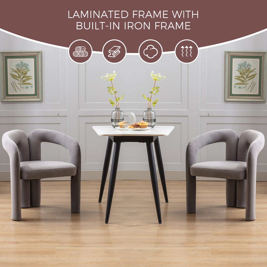 Coolmore Contemporary Designed Velvet Fabric Upholstered Accent Dining Chair Barrel Side Chairs Kitchen Armchair For Living Room Set Of 2 Gray Velvet Gray Foam Velvet