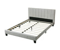 1Pc Eastern King Size Bed Beautiful Gray Polyfiber Vertical Tufted Hb Platform Bedframe Slats Bedroom Furniture Box Spring Not Required King Grey,Light Gray Wood Bedroom Modern,Transitional