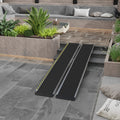 Homcom Wheelchair Ramp, 10Ft Foldable Threshold Ramp, Aluminum Handicap Ramp With Non Slip Surface, Transition Plates Above And Below For Home, Doorways, Steps, 600Lbs Capacity Black Aluminum