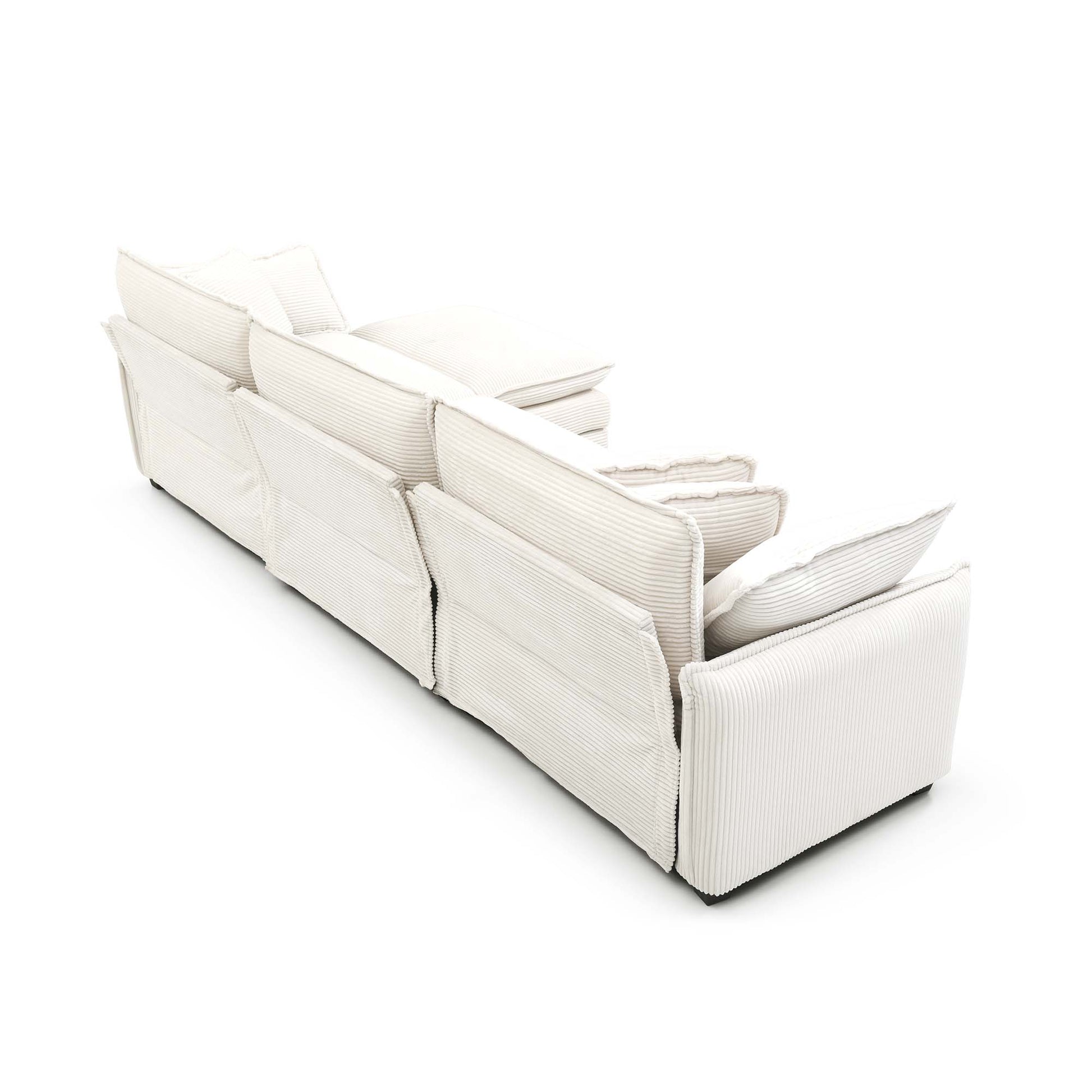 Mid Century Modern Sofa Set Of Two, One 3 Seater Sofa And One Single Seat Sofa With 2 Arm Pillows And 4 Throw Pillows,2 Pieces Sofa Set For Living Room, Beige Corduroy Fabric Beige Corduroy 4 Seat