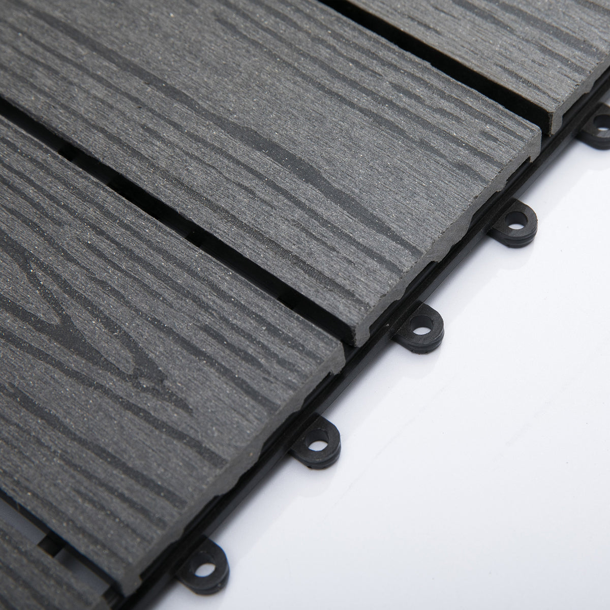 Outsunny Interlocking Deck Tiles, Pack Of 11 Outdoor Flooring Patio Tiles, 12" X 12", All Weather For Porch, Balcony, Backyard For A Classic Look, Grey Gray Plastic